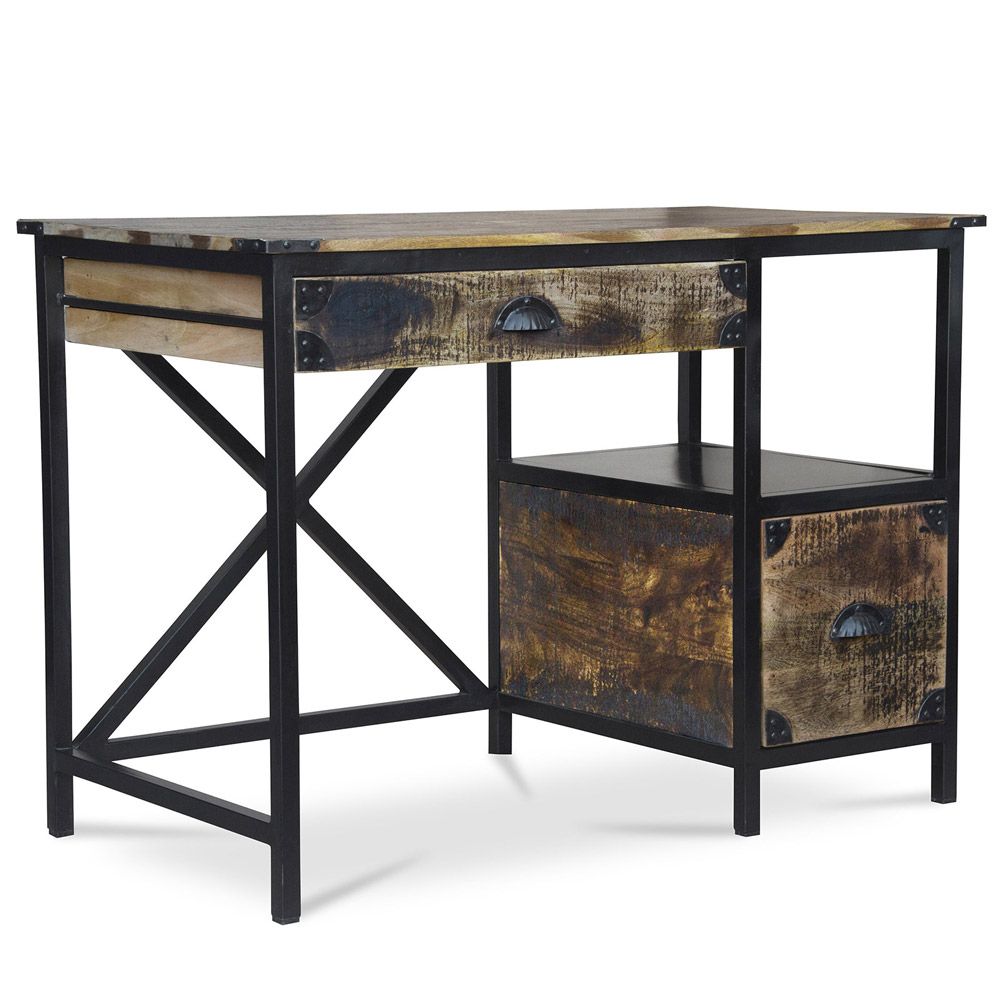  Buy Wooden Desk with Drawers - Industrial Design - Nash Natural wood 59280 - in the UK