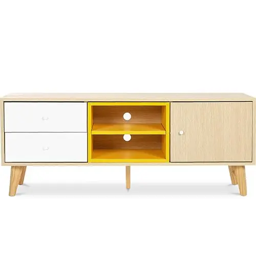  Buy Wooden TV Stand - Scandinavian Design - Erica  Yellow 59657 - in the UK