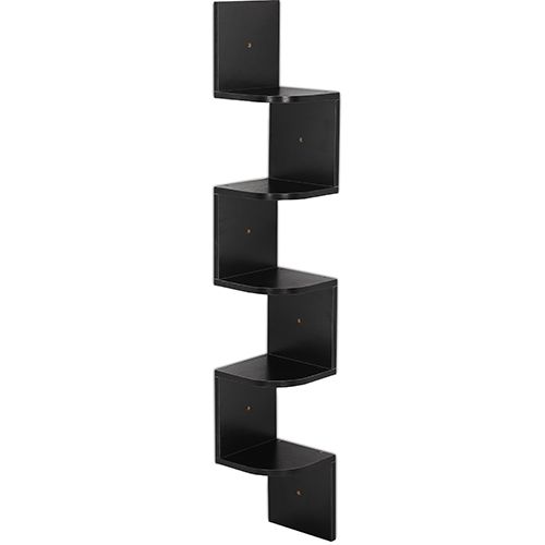  Buy Wall Shelf Scandinavian Style with 5 Shelves – Wood Black 59642 - in the UK