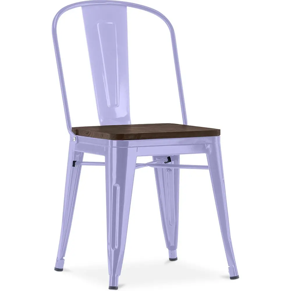  Buy Bistrot Metalix Square Chair - Metal and Dark Wood Lavander 59709 - in the UK