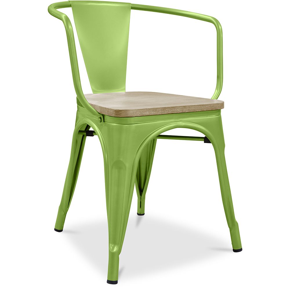  Buy Bistrot Metalix Chair with Armrest - Metal and Light Wood Light green 59711 - in the UK