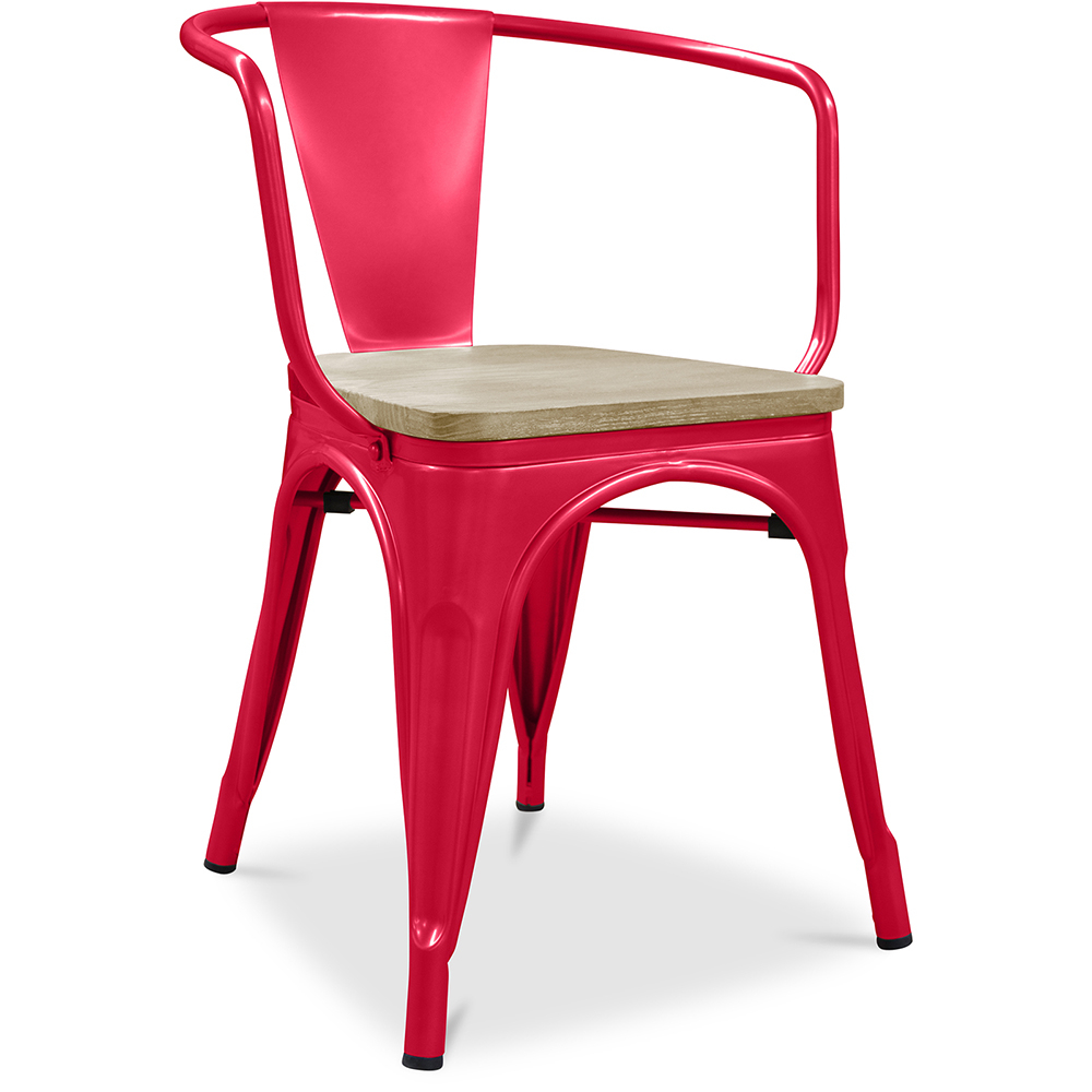  Buy Bistrot Metalix Chair with Armrest - Metal and Light Wood Red 59711 - in the UK
