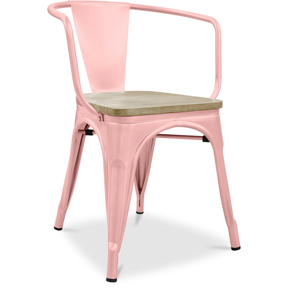  Buy Bistrot Metalix Chair with Armrest - Metal and Light Wood Pastel orange 59711 - in the UK