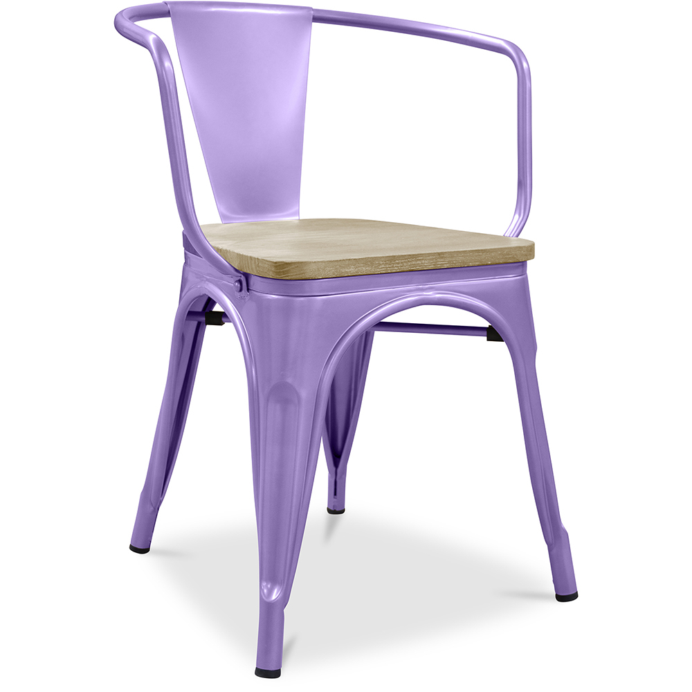  Buy Bistrot Metalix Chair with Armrest - Metal and Light Wood Pastel Purple 59711 - in the UK