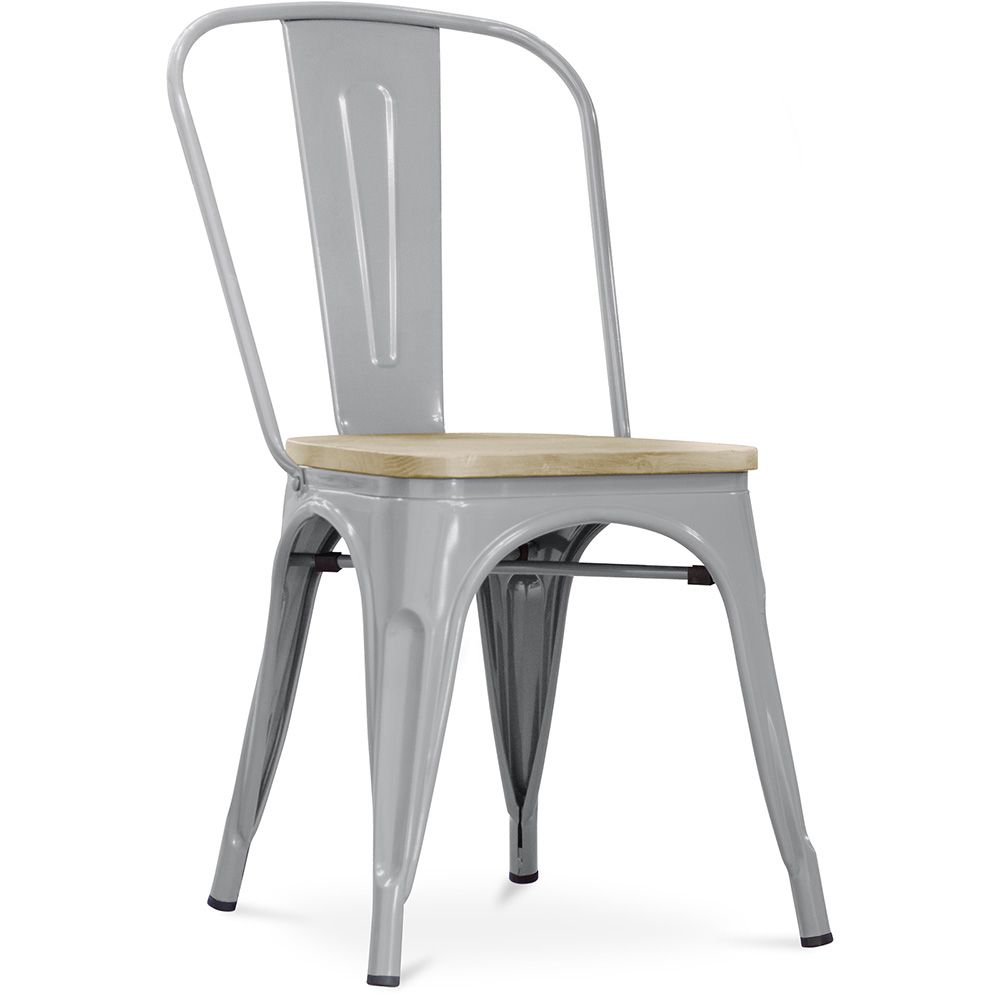  Buy Bistrot Metalix Chair - Metal and Light Wood Light grey 59707 - in the UK