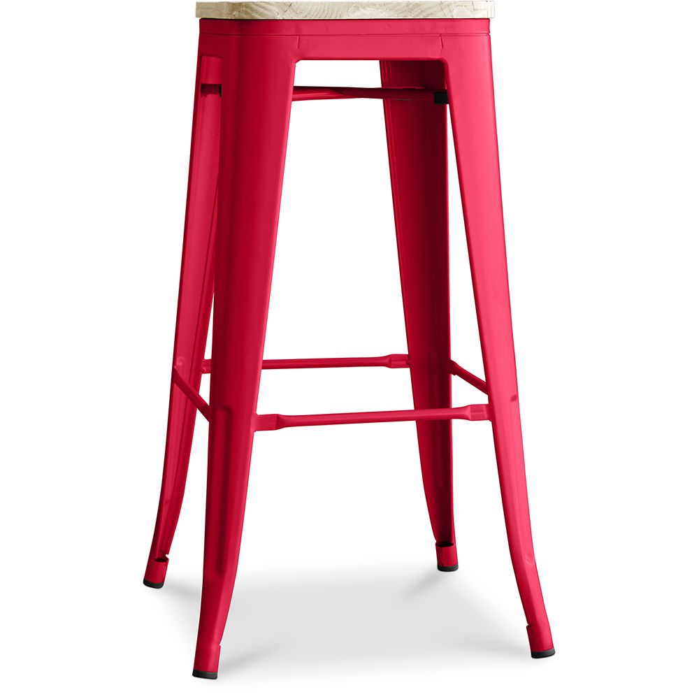  Buy Bistrot Metalix style stool - 76cm  - Metal and Light Wood Red 59704 - in the UK