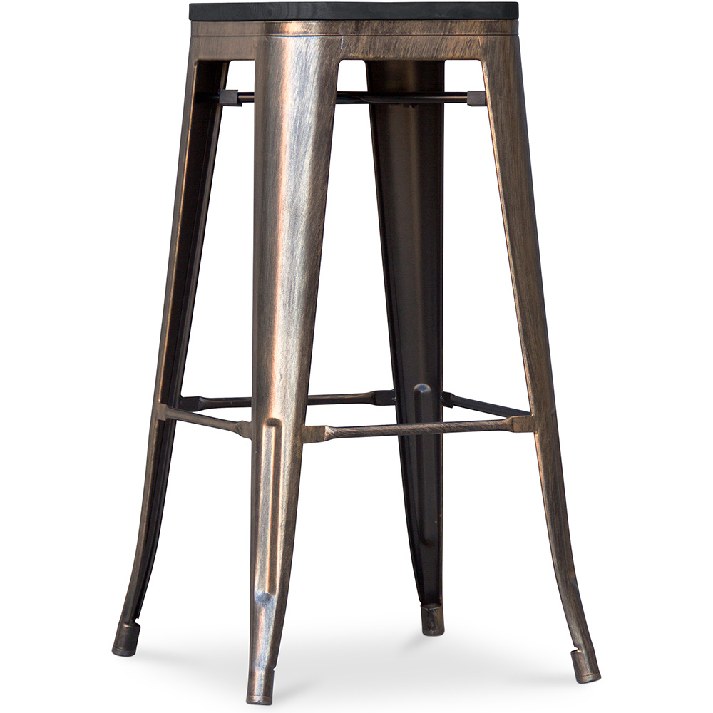  Buy Bistrot Metalix style stool - 76cm - Metal and dark wood Metallic bronze 59697 - in the UK