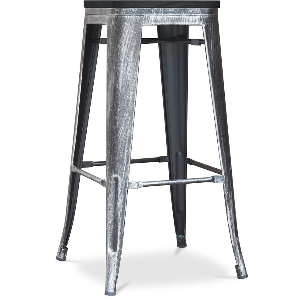  Buy Bistrot Metalix style stool - 76cm - Metal and dark wood Industriel 59697 - in the UK