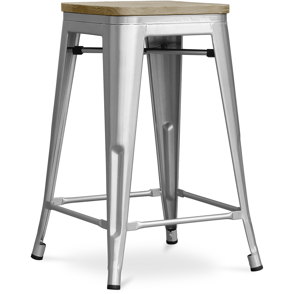  Buy Bistrot Metalix style stool - 61cm - Metal and Light Wood Steel 59696 - in the UK