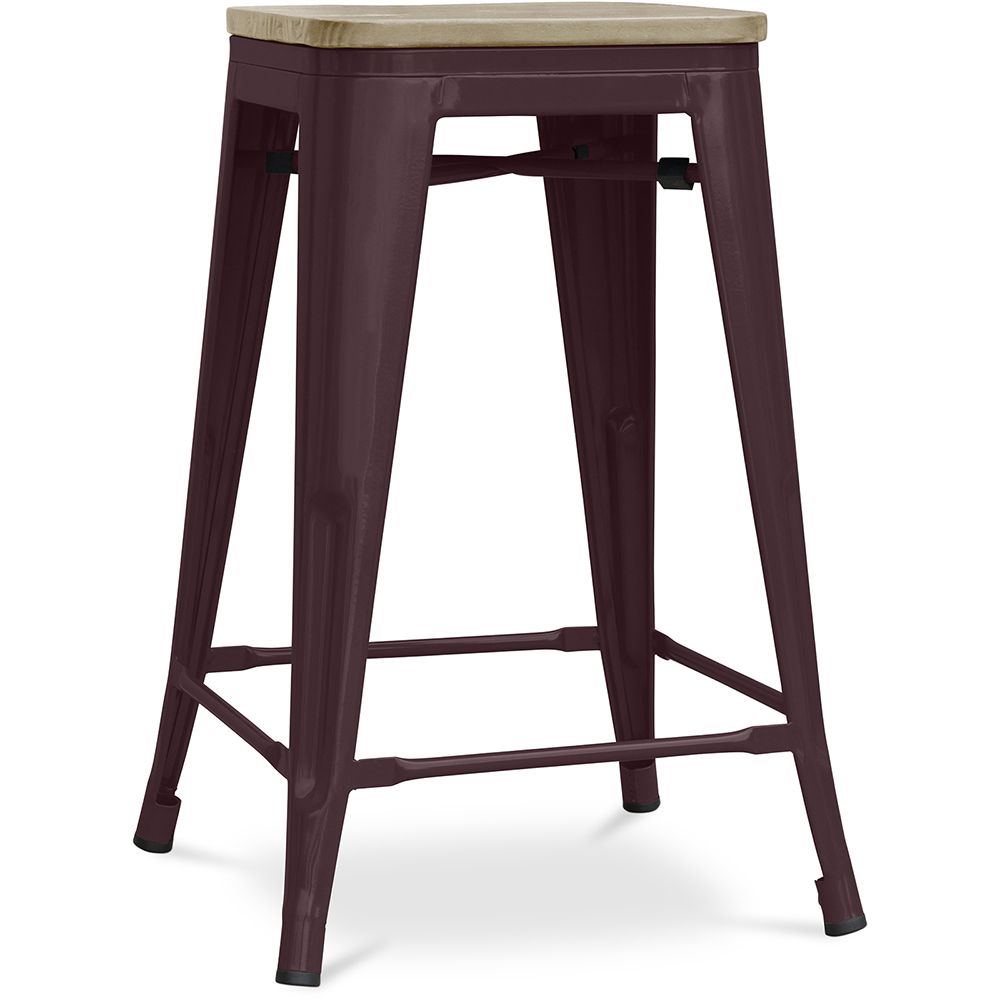  Buy Bistrot Metalix style stool - 61cm - Metal and Light Wood Bronze 59696 - in the UK
