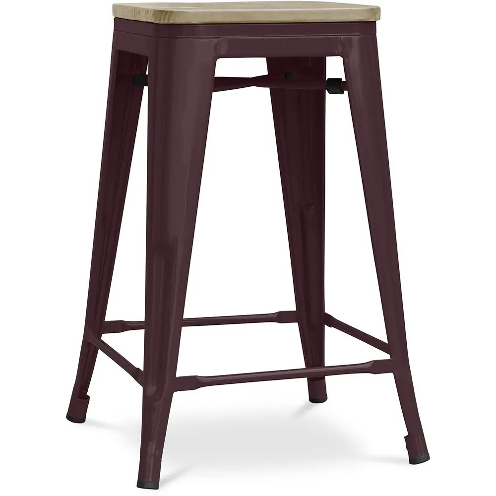  Buy Bistrot Metalix style stool - 61cm - Metal and Light Wood Bronze 59696 - in the UK
