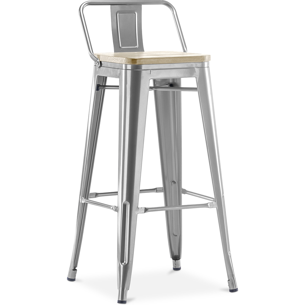  Buy Bistrot Metalix style bar stool with small backrest - 76 cm - Metal and Light Wood Steel 59694 - in the UK