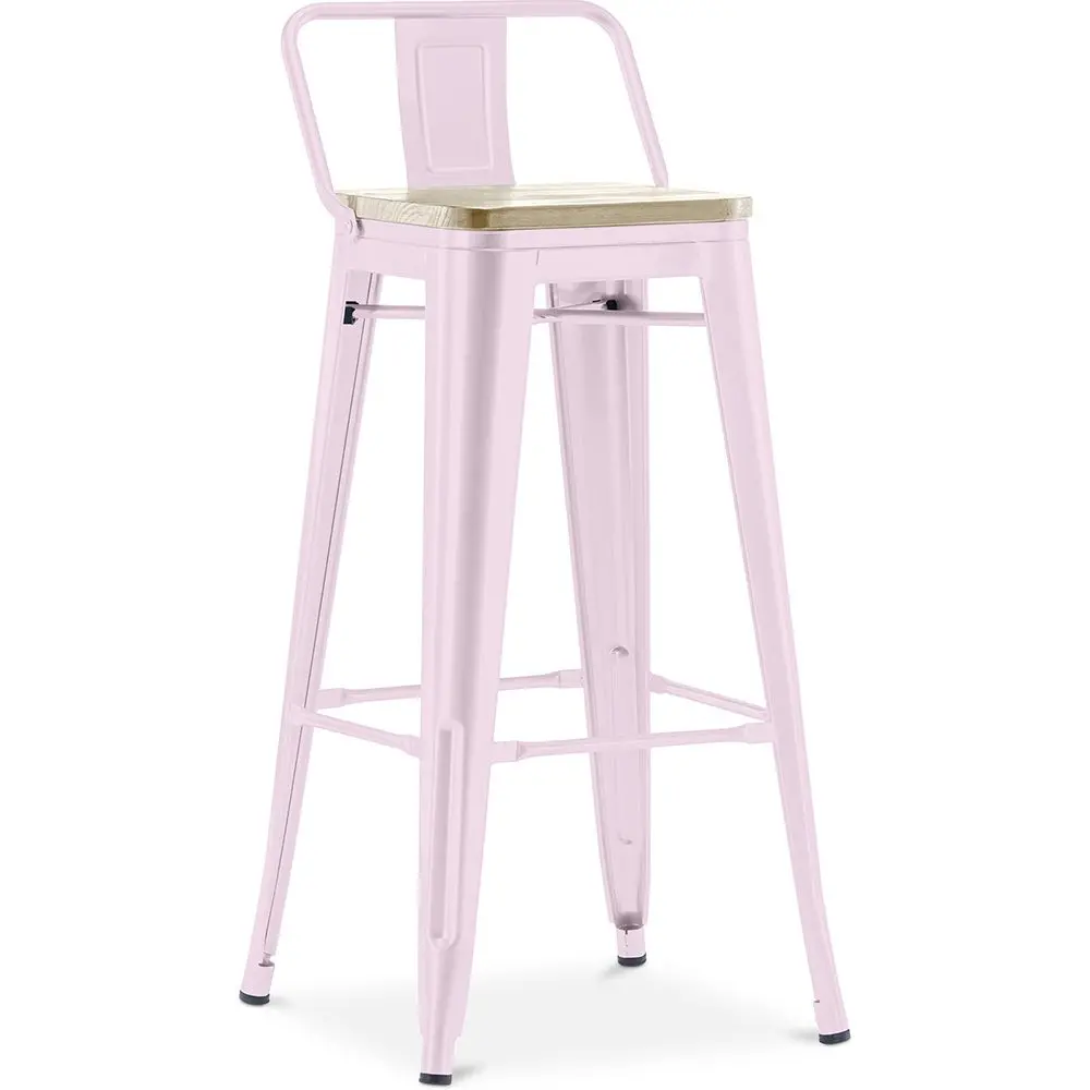  Buy Bar Stool with Backrest - Industrial Design - 76 cm - Metalix Pastel pink 59694 - in the UK