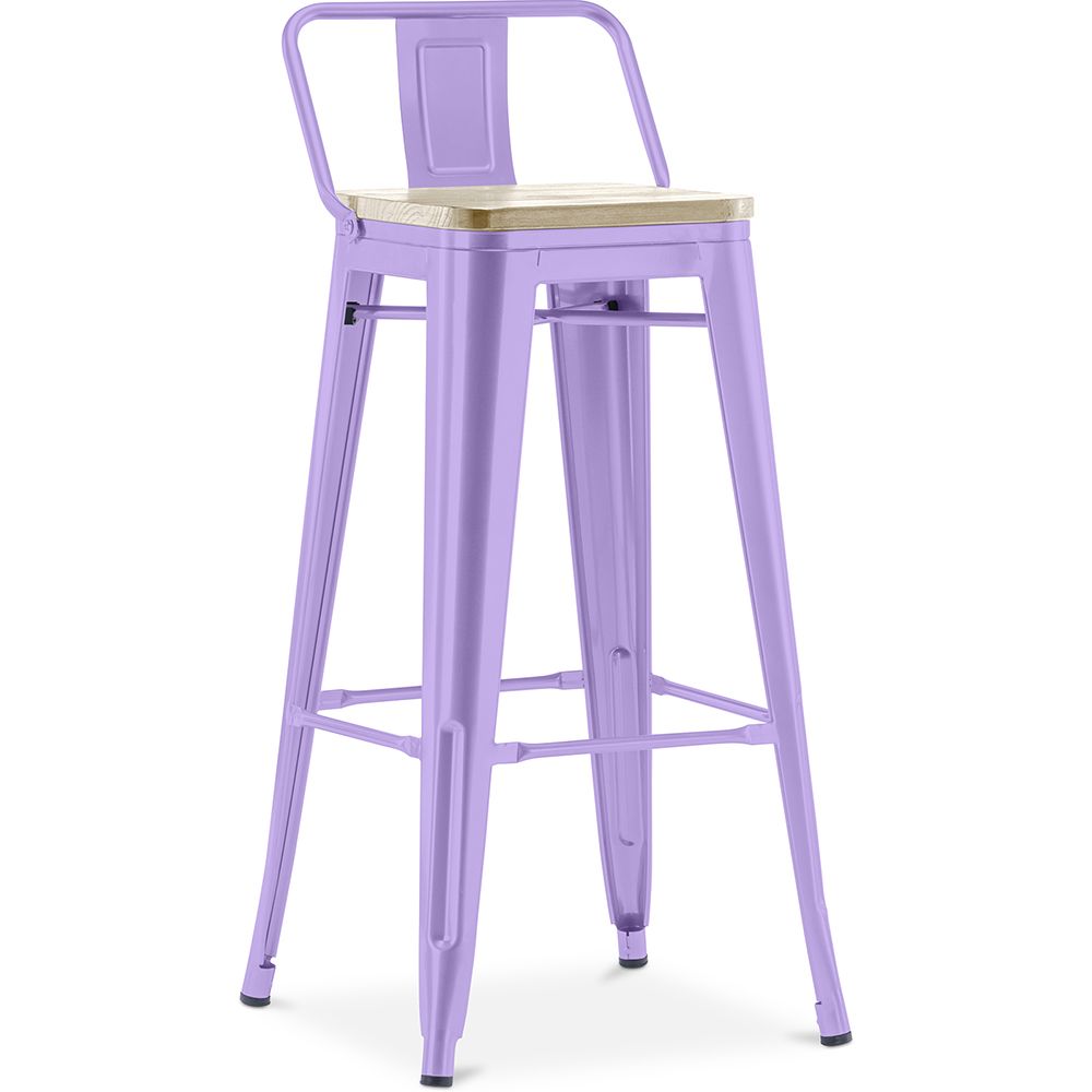  Buy Bar Stool with Backrest - Industrial Design - 76 cm - Metalix Pastel Purple 59694 - in the UK