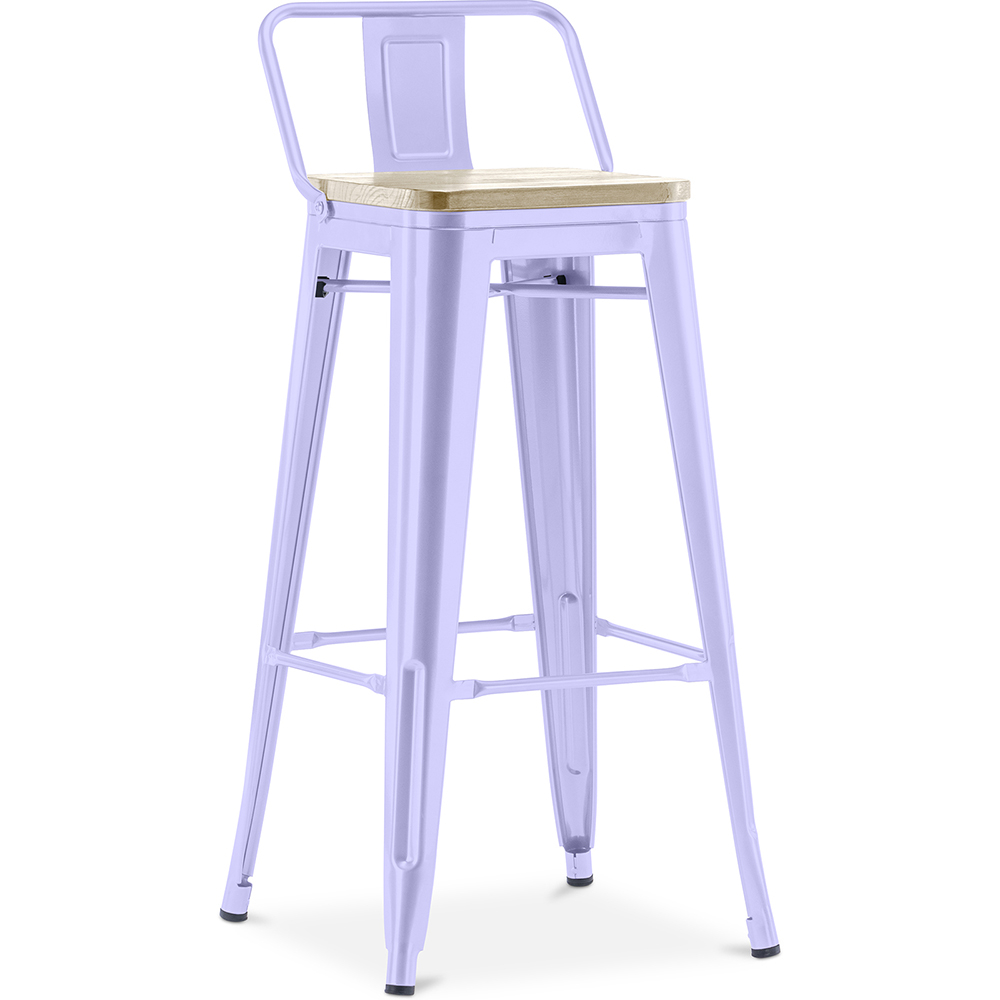  Buy Bistrot Metalix style bar stool with small backrest - 76 cm - Metal and Light Wood Lavander 59694 - in the UK
