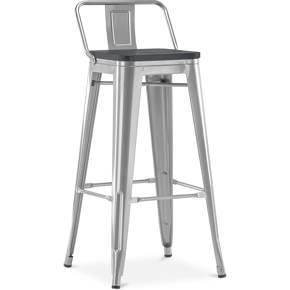  Buy Bistrot Metalix style bar stool with small backrest - Metal and dark wood - 76 cm Steel 59693 - in the UK