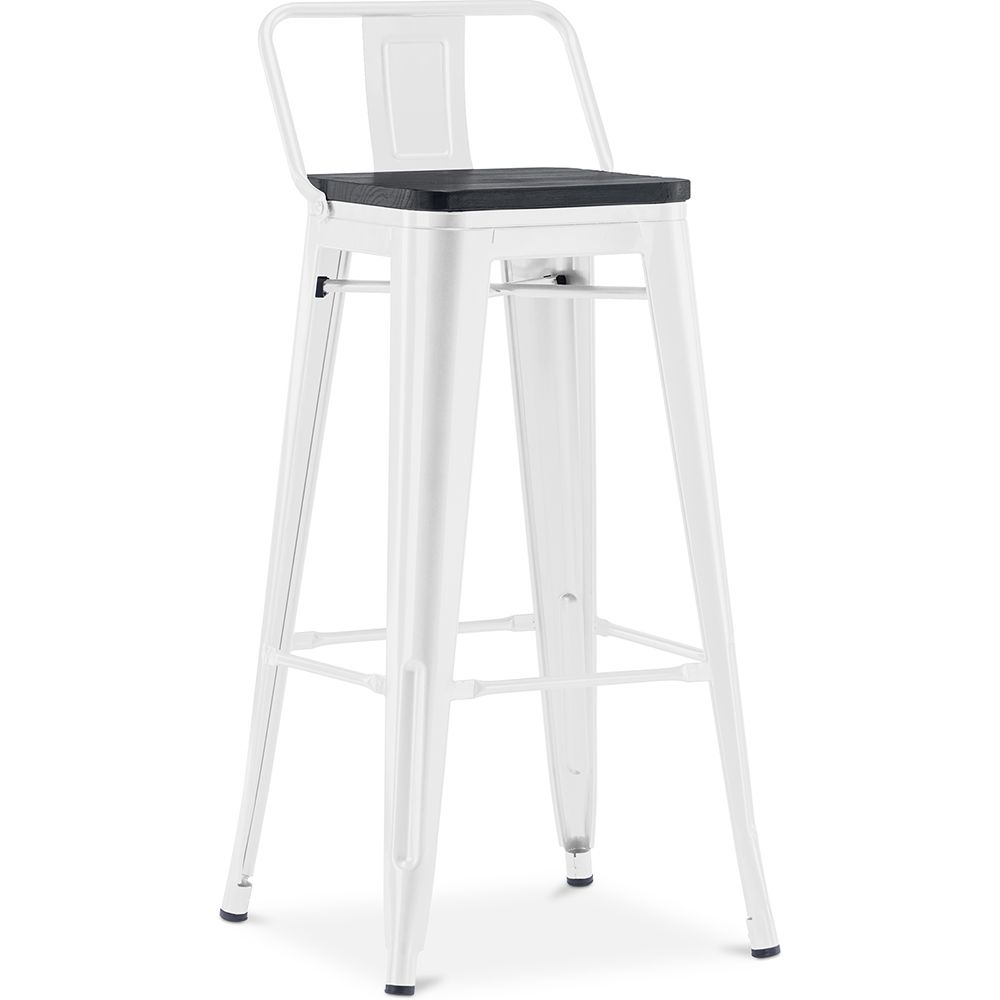  Buy Bistrot Metalix style bar stool with small backrest - Metal and dark wood - 76 cm White 59693 - in the UK