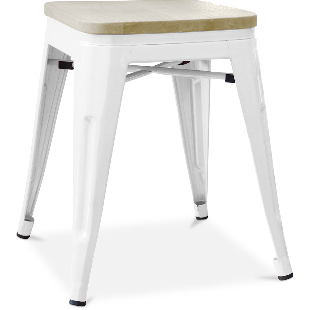  Buy Bistrot Metalix style stool - Metal and Light Wood  - 45cm White 59692 - in the UK
