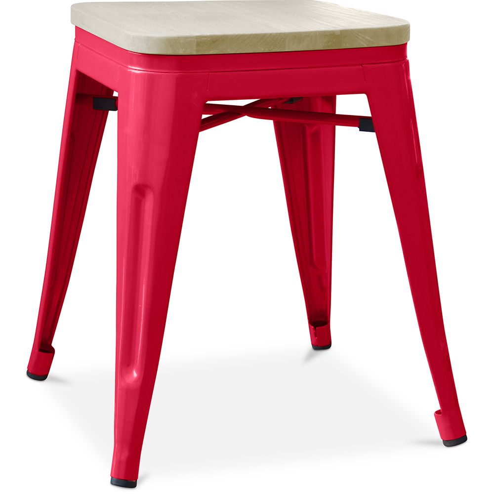  Buy Bistrot Metalix style stool - Metal and Light Wood  - 45cm Red 59692 - in the UK
