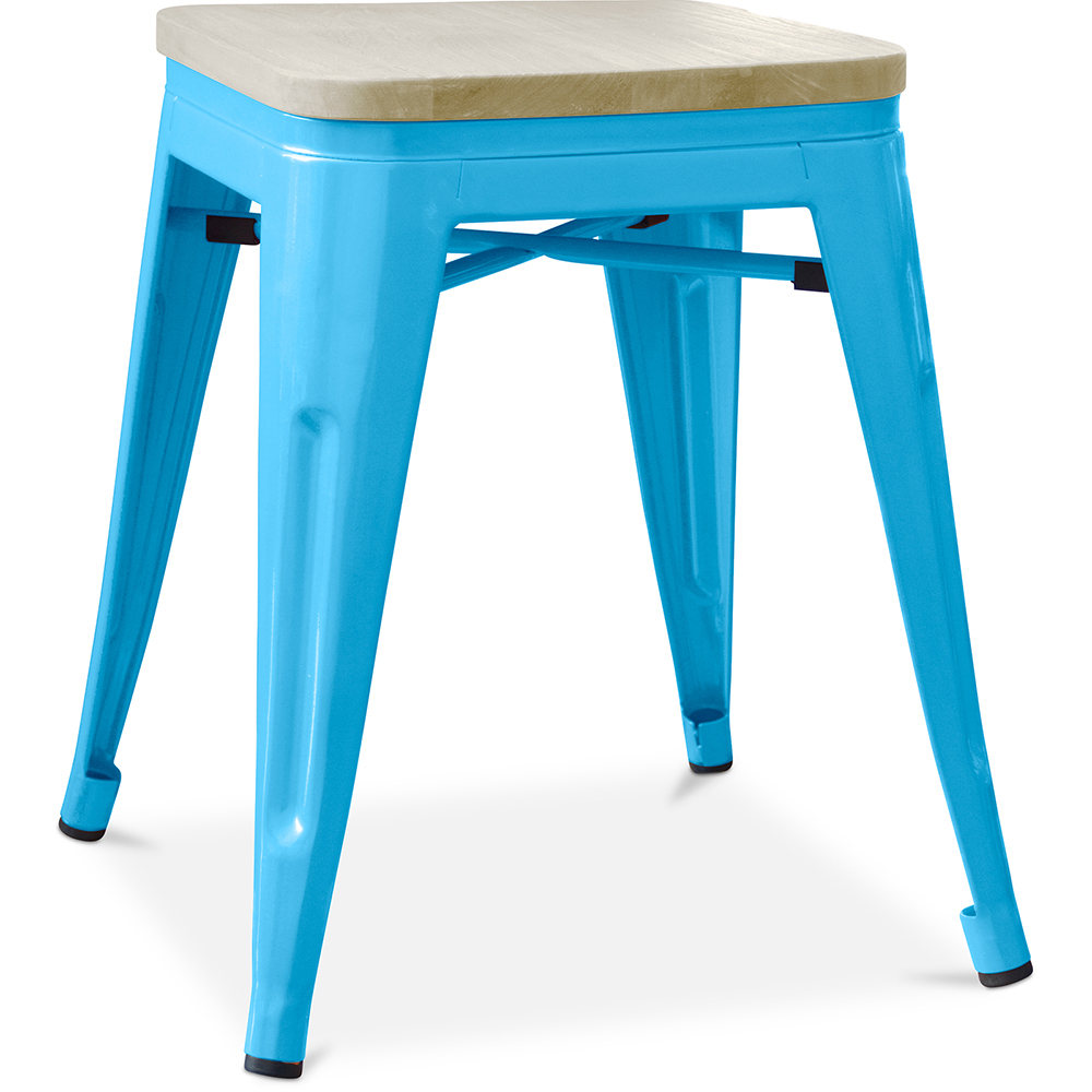  Buy Bistrot Metalix style stool - Metal and Light Wood  - 45cm Turquoise 59692 - in the UK