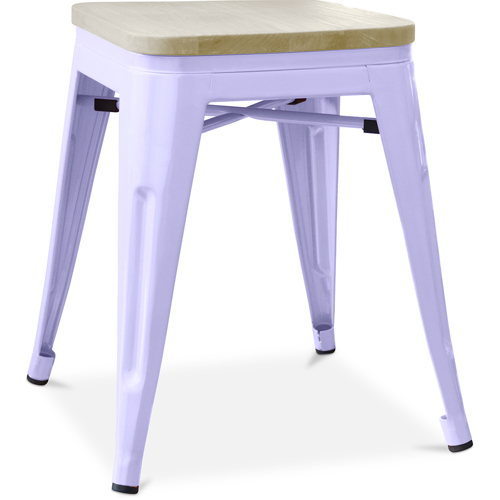  Buy Bistrot Metalix style stool - Metal and Light Wood  - 45cm Lavander 59692 - in the UK