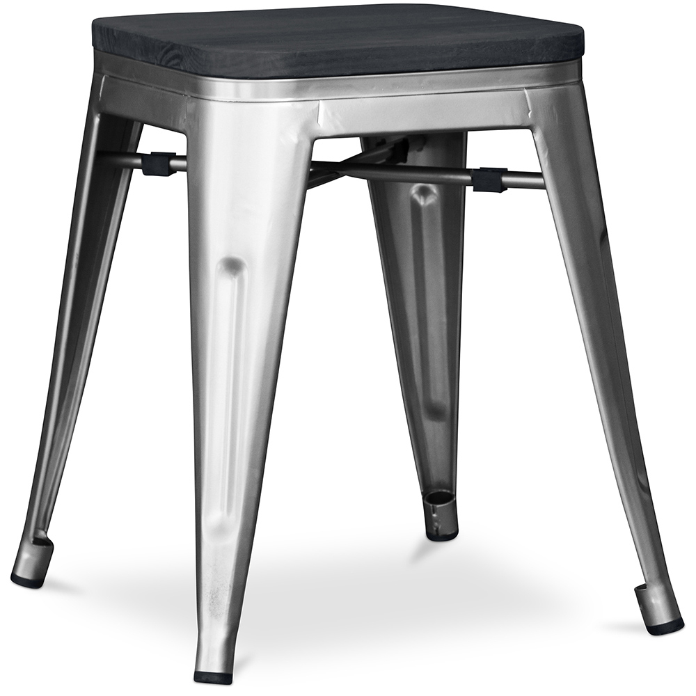  Buy Bistrot Metalix style stool - 46cm - Metal and dark wood Steel 59691 - in the UK