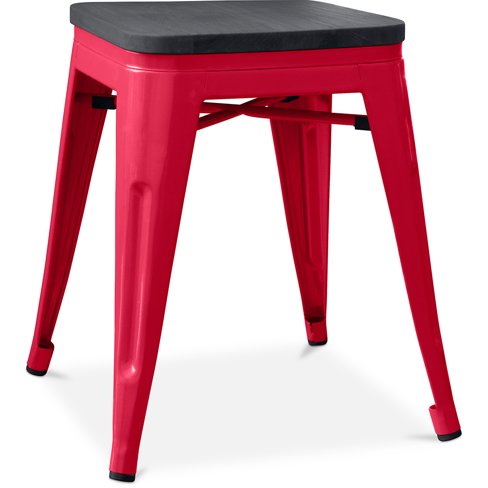  Buy Bistrot Metalix style stool - 46cm - Metal and dark wood Red 59691 - in the UK
