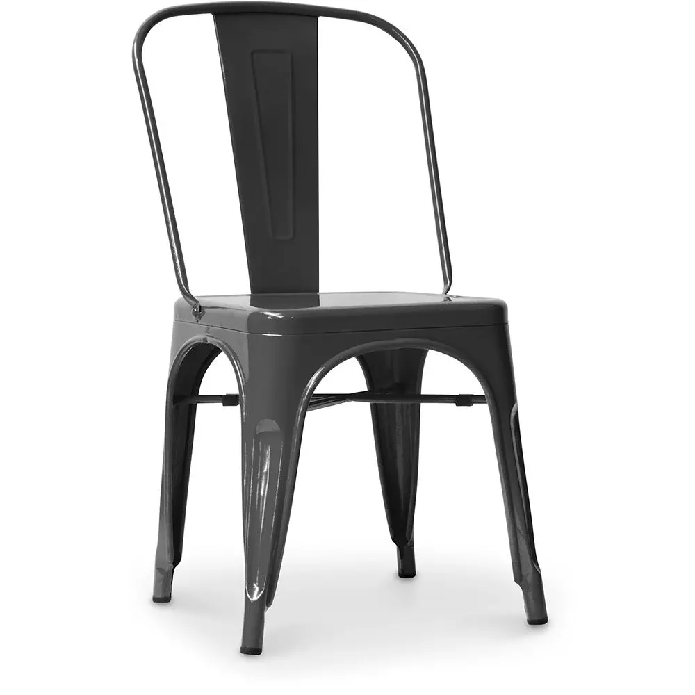  Buy Bistrot Metalix style chair square Seat - New edition - Metal Dark grey 59687 - in the UK