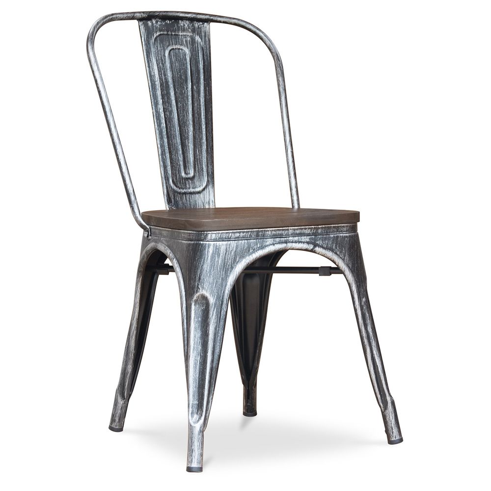  Buy Bistrot Metalix Chair Wooden seat New edition - Metal Industriel 59804 - in the UK