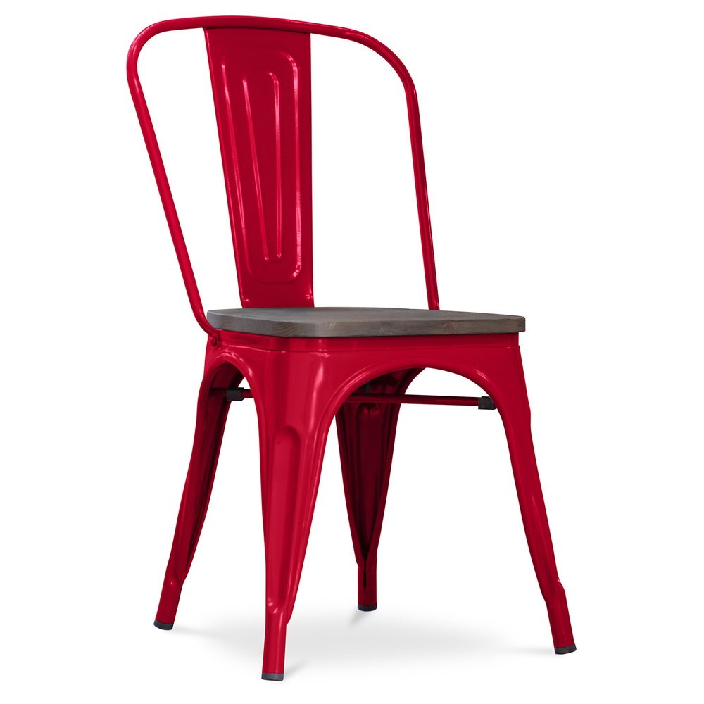  Buy Bistrot Metalix Chair Wooden seat New edition - Metal Red 59804 - in the UK