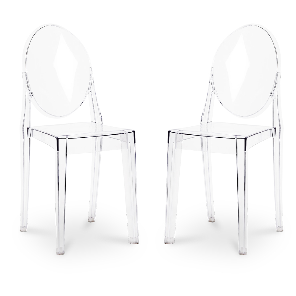  Buy Pack of 2 Transparent Dining Chairs - Victoire  Transparent 58734 - in the UK