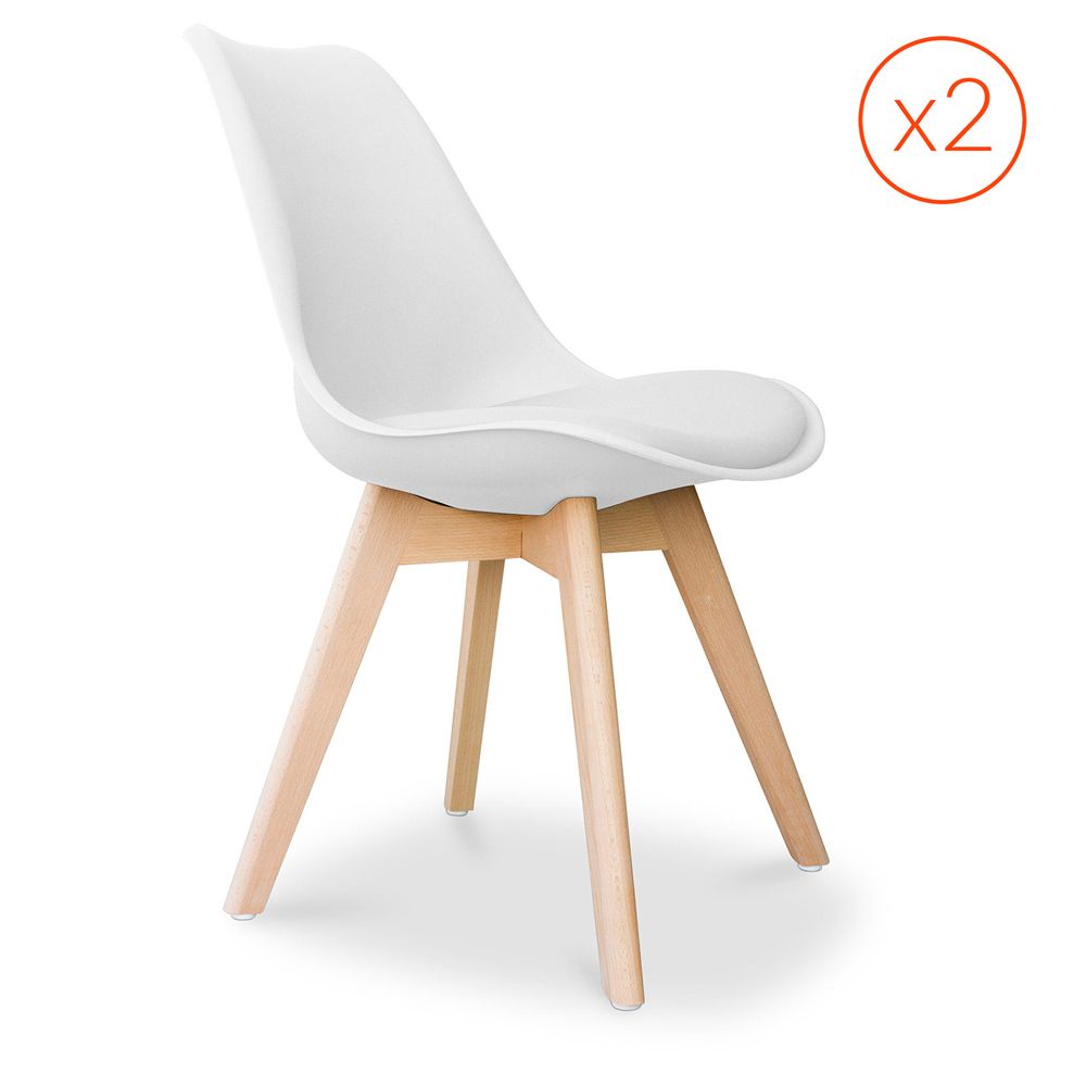  Buy Set of 2 Brielle Scandinavian design chair with cushion - Matt White 58740 - in the UK