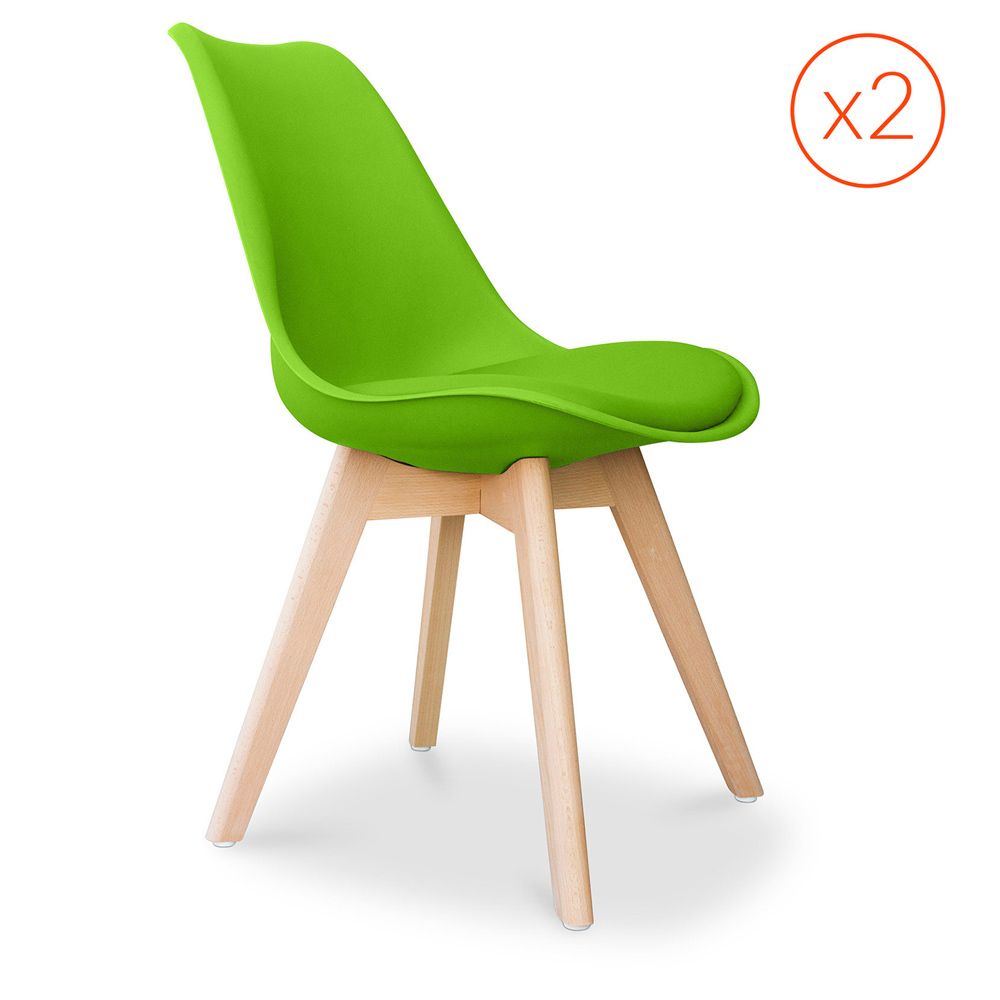  Buy Set of 2 Brielle Scandinavian design chair with cushion - Matt Green 58740 - in the UK