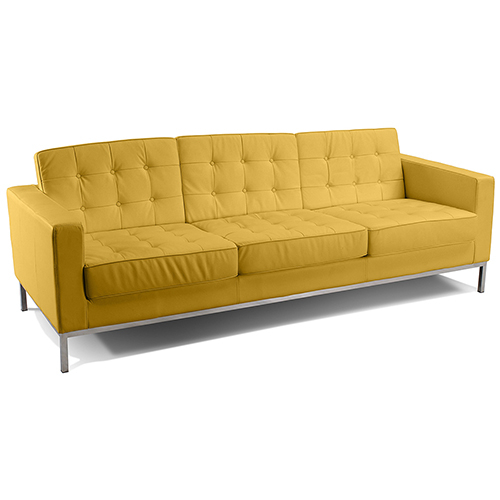 Buy Design Sofa Kanel  (3 seats) - Faux Leather Pastel yellow 13246 - in the UK