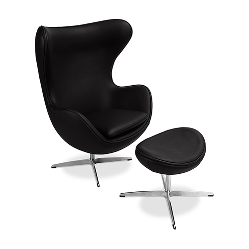  Buy Bold Chair with Ottoman - Faux Leather Black 13658 - in the UK