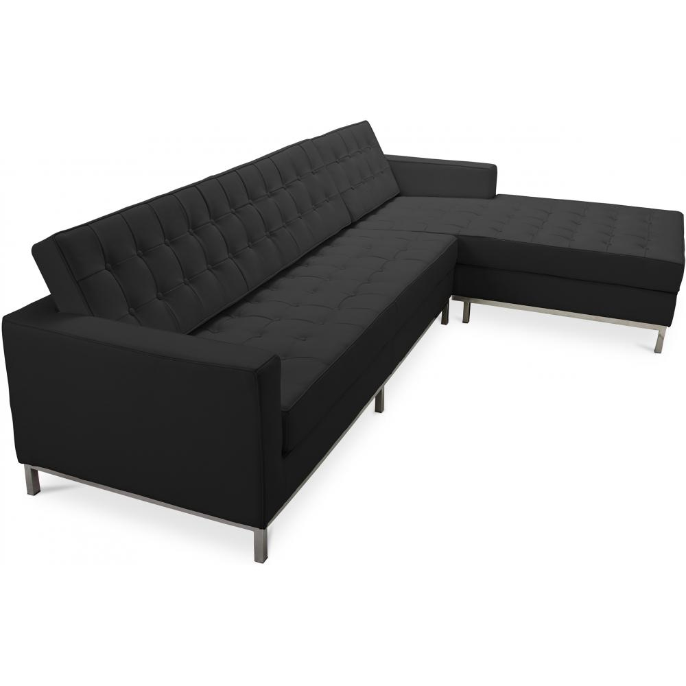  Buy Design Corner Sofa Kanel  - Right Angle - Premium Leather Black 15185 - in the UK