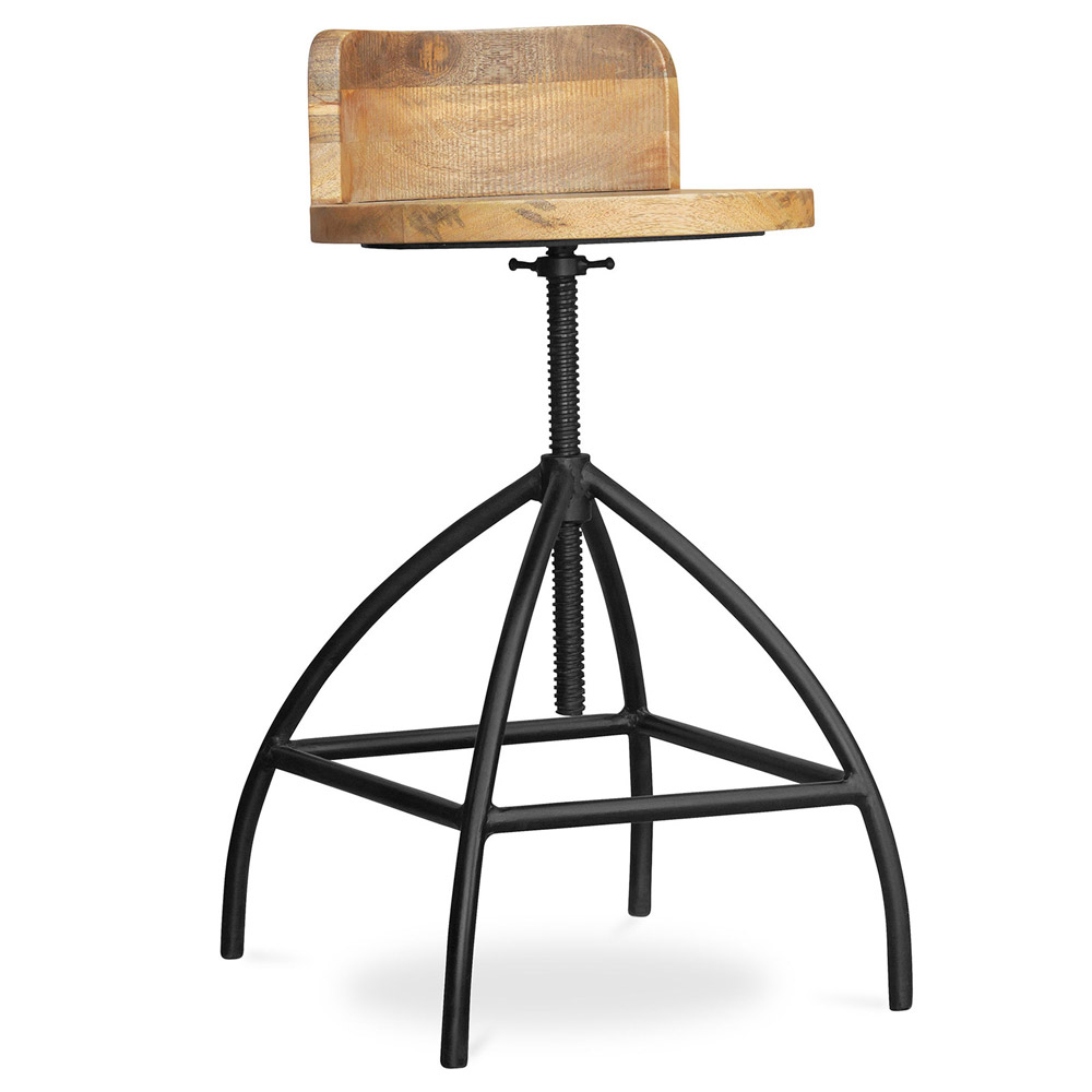  Buy Onawa vintage industrial style stool Natural wood 58481 - in the UK