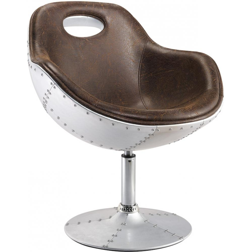  Buy Armchair with armrests - Aviator design - Leather and metal - Tulipa Brown 25622 - in the UK
