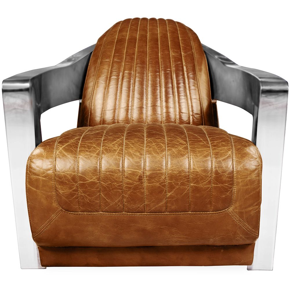  Buy Design Armchair Churchill Lounge - Premium Leather & Steel Steel 48374 - in the UK