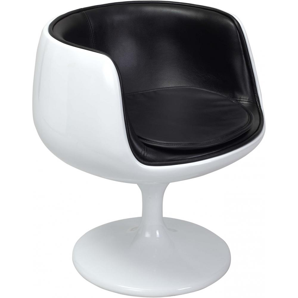  Buy Lounge Chair - White Designer Chair - Upholstered in Leather - Brandy Black 13159 - in the UK