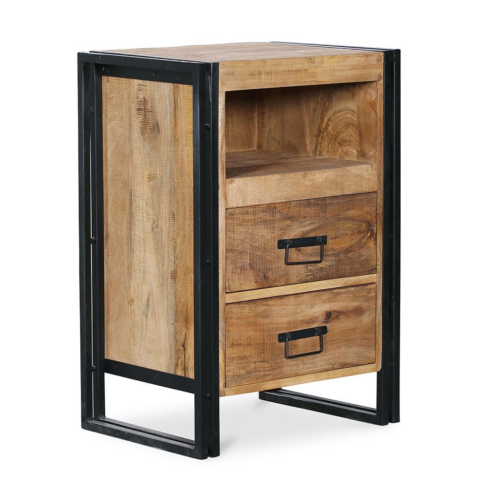  Buy Onawa vintage industrial style wood and metal Bedside table Natural wood 58475 - in the UK