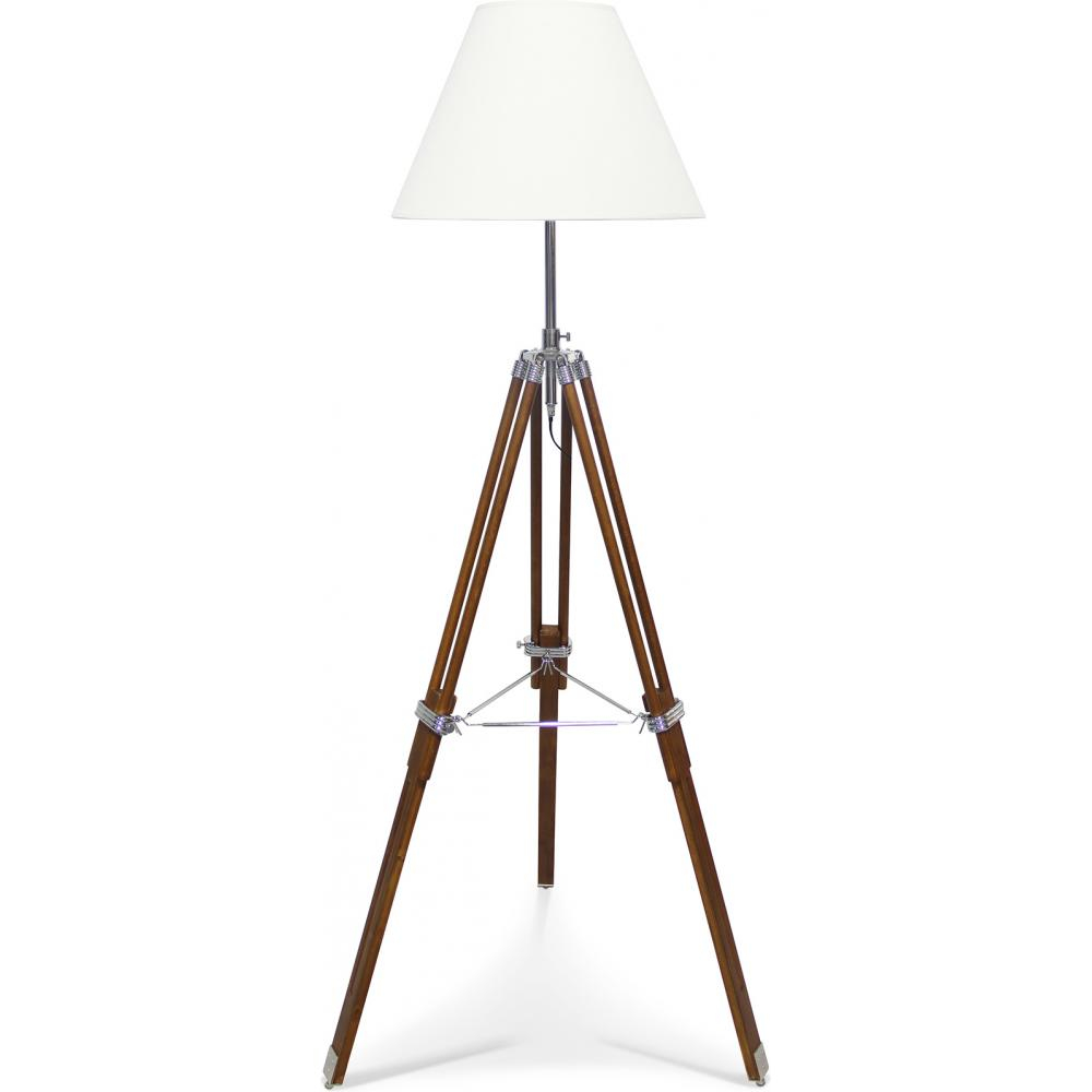  Buy Tripod Floor Lamp - Classic White Lampshade - Height Adjustable Light brown 49152 - in the UK