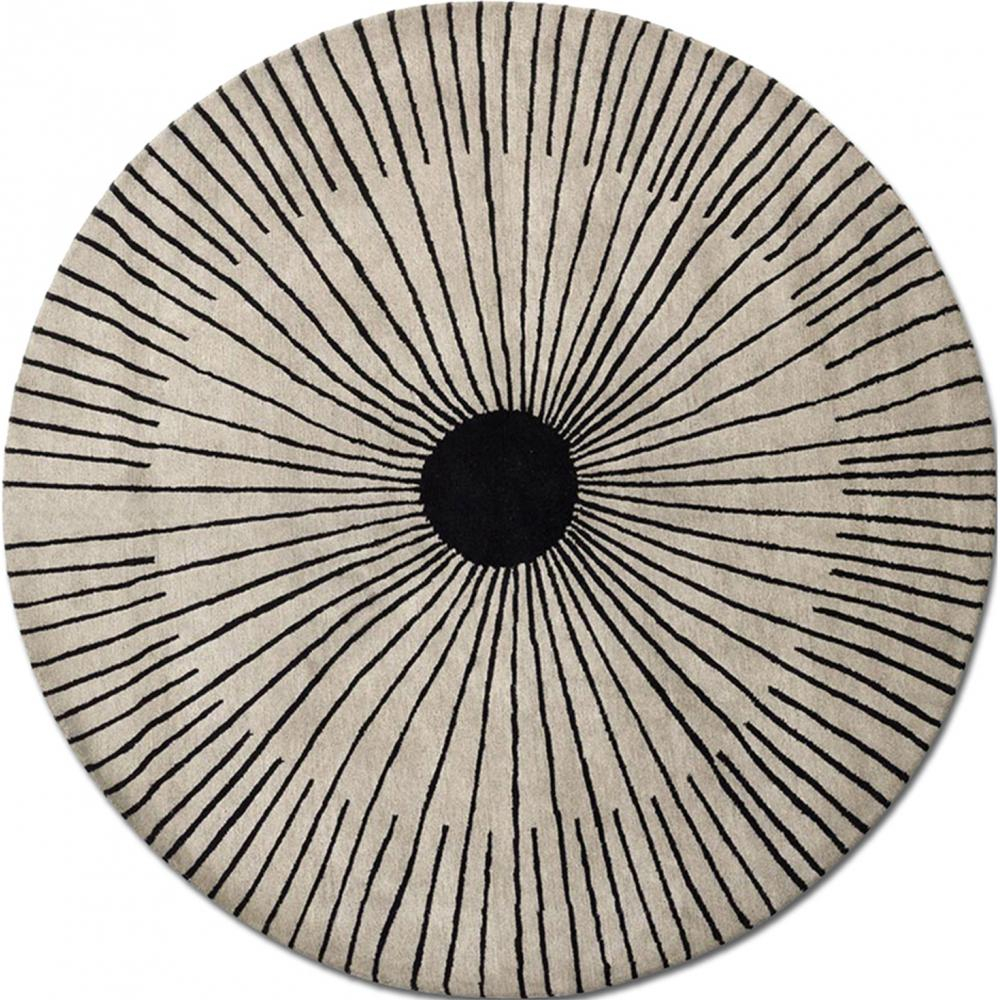  Buy Round Design Rug - Wool - Liris Beige / Black 21716 - in the UK