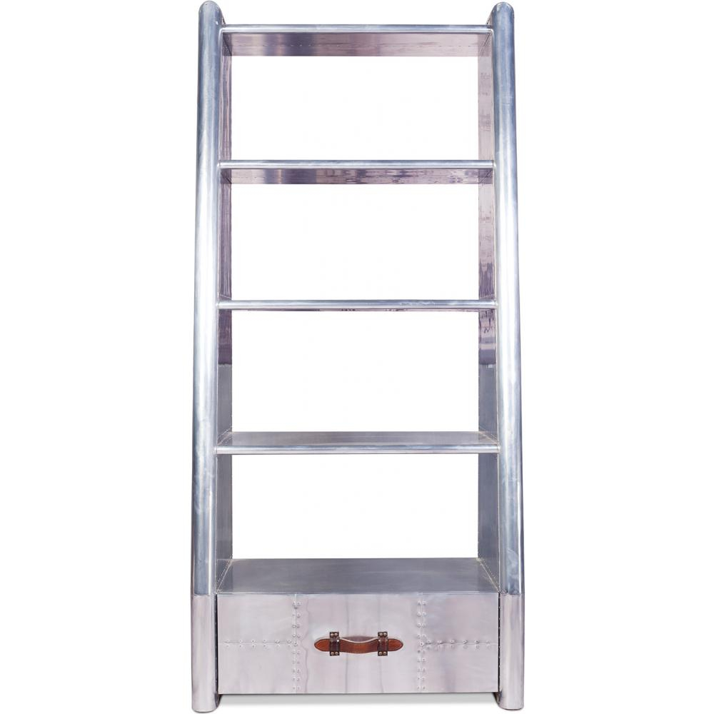  Buy Metal Shelf with Drawer - Aviator Style - 4 Shelves - Zack Metallic light grey 48356 - in the UK