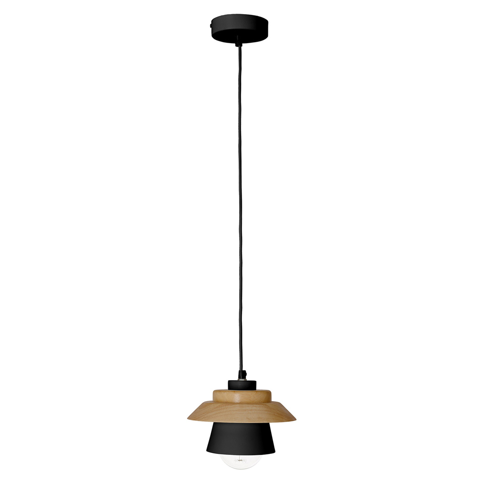 Nordic Pendant Lamp in Wood and Metal - Gerard - Black