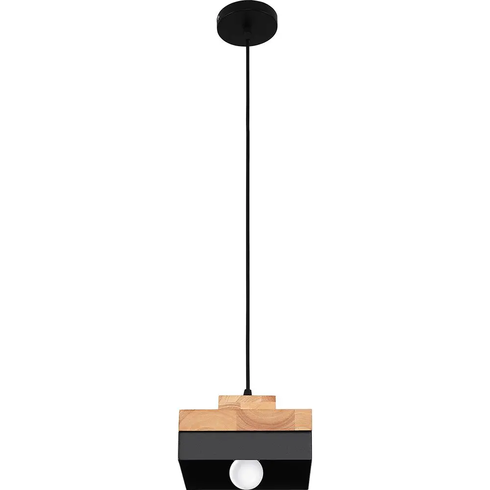  Buy Edda Scandinavian pendant lamp - Wood and metal Black 59308 - in the UK