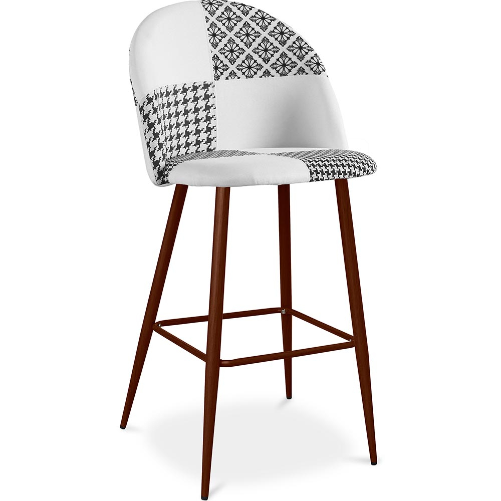 Buy Patchwork upholstered stool scandinavian - Black and white, dark ...