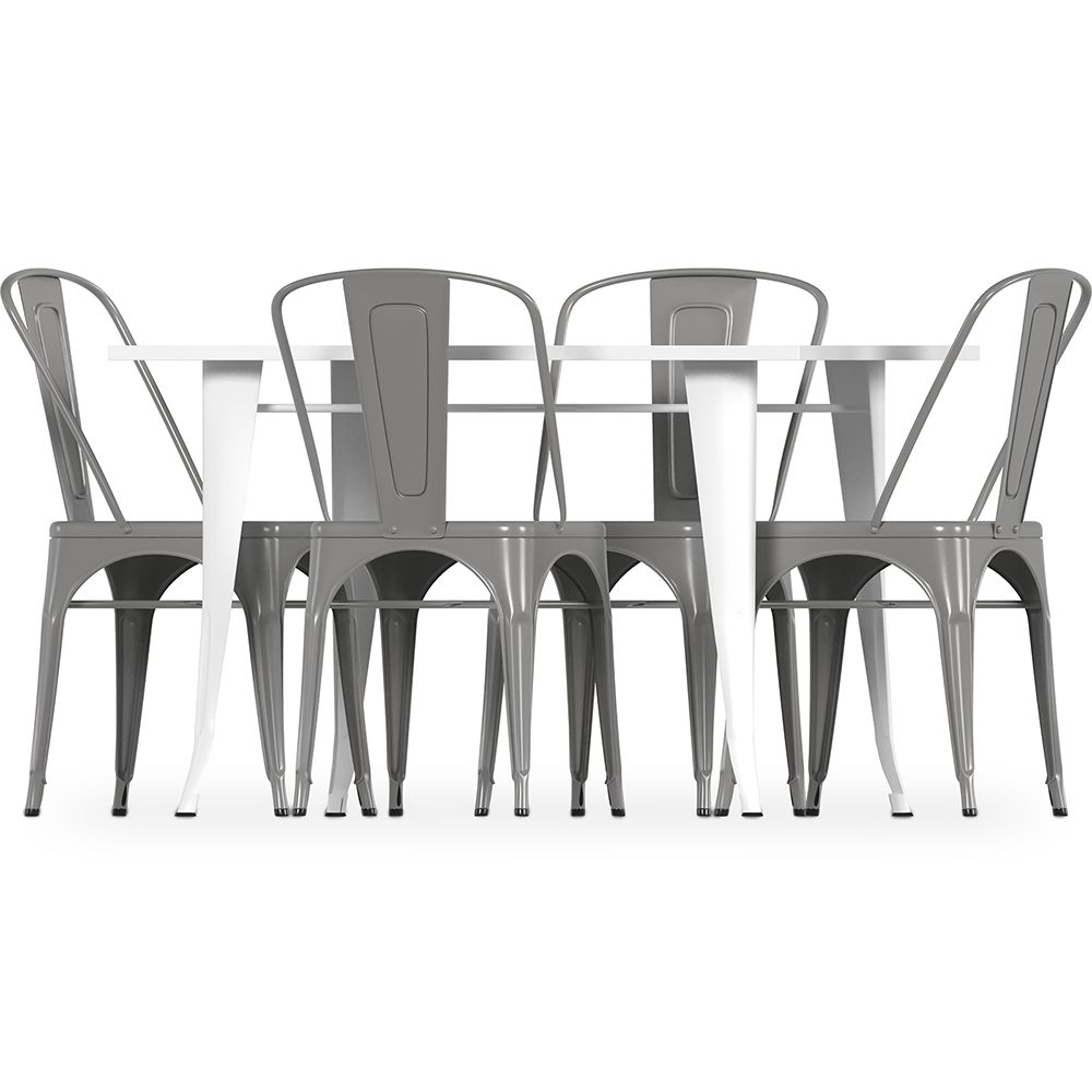 White farmhouse store metal chairs
