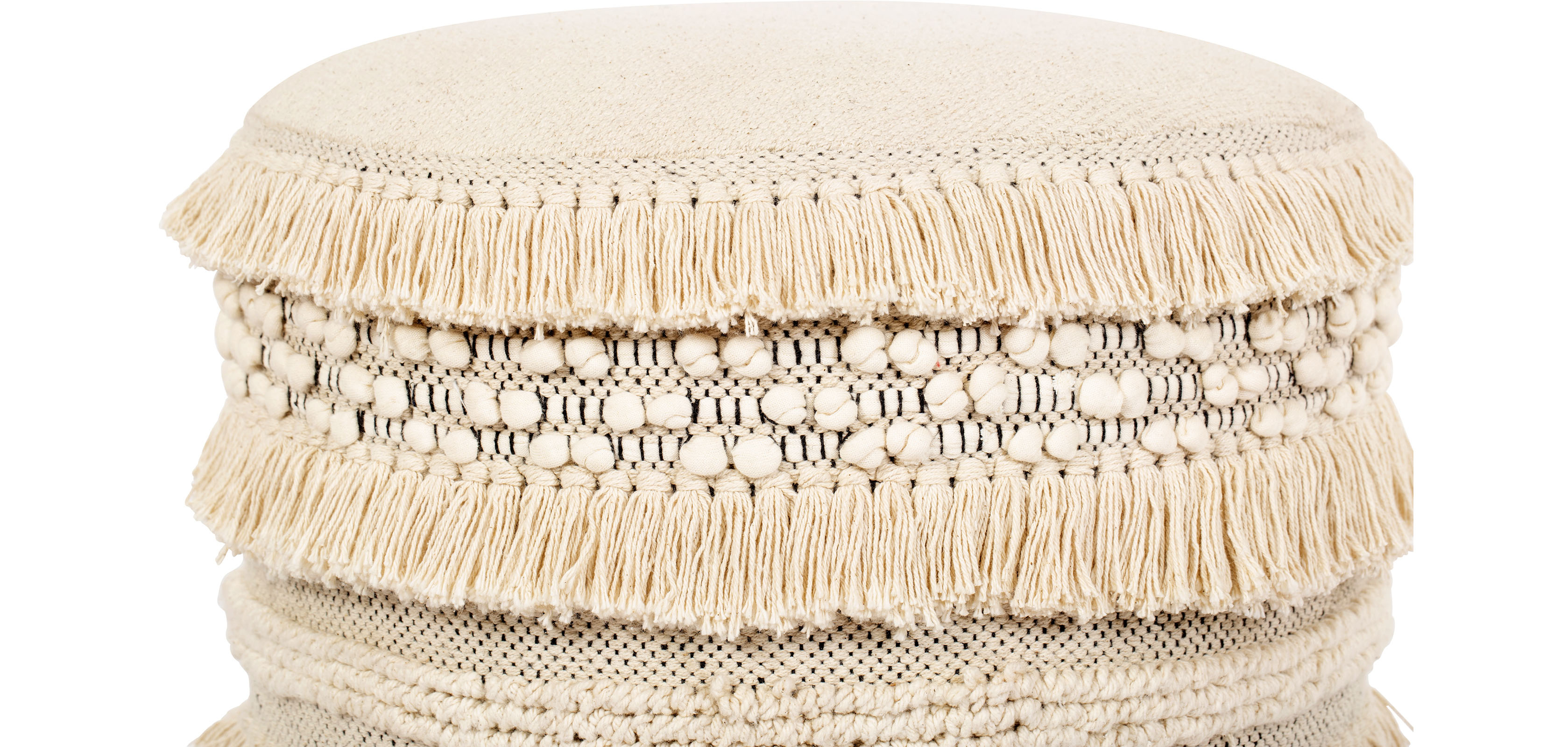 Buy Pouffe stool in boho, wood and cotton - Janice in the UK | MyFaktory