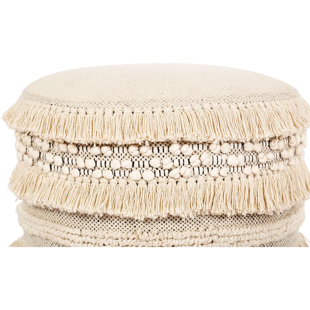 Buy Pouffe Stool in Boho Bali Style Wood and Cotton Janice Bali